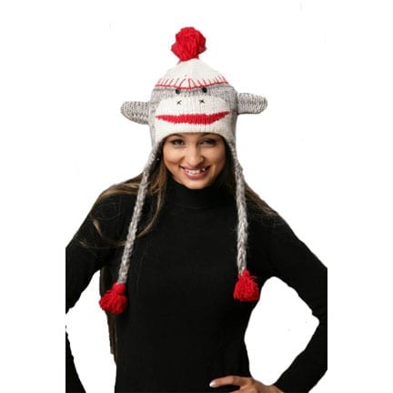 Red Sock Monkey Knitted Hat-0