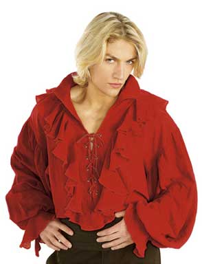 Pirate Shirt - Red - Ruffle Neckline - Costume Holiday House