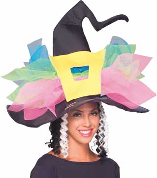 Festive Witch Hat with Hair-0