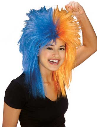 Sports Fanatic Wig - Blue/Orange-0