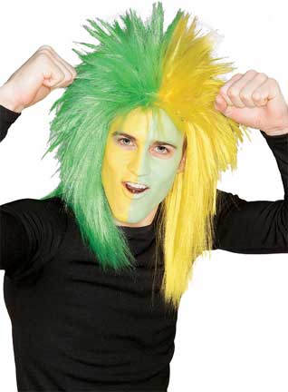 Sports Fanatic Wig - Green/Yellow-0