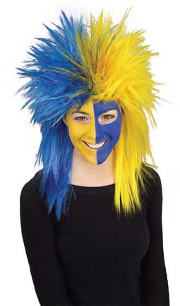 Blue/Yellow Sports Fanatic Wig-0