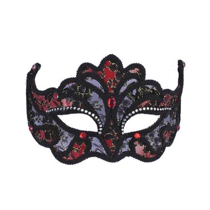 Red & Black Lace Mask-0