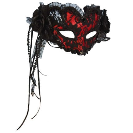 Lace Mask - Red-0