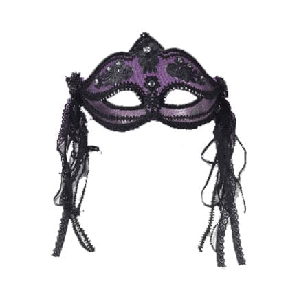 Black Mask with Ribbons and Clear Gems-0