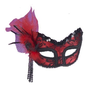 Neon Red Lace Mask-0