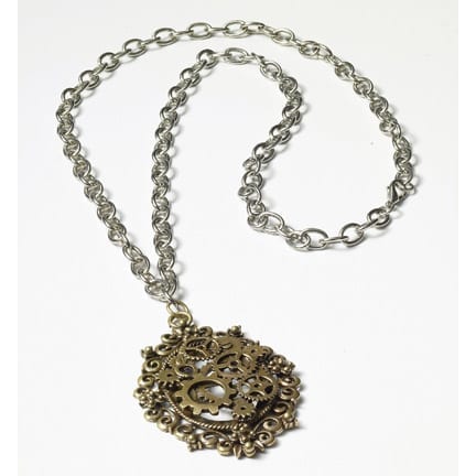 Steampunk Bronze Gear Necklace-0