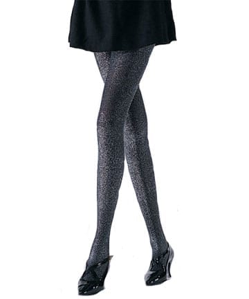 Black with Silver Glitter Lurex Tights - Costume Holiday House