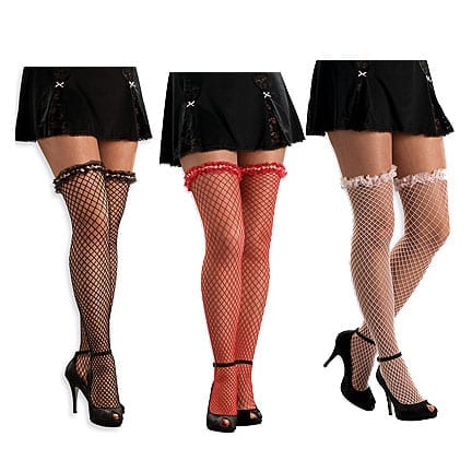 Fishnet Thigh High with Fringe-0