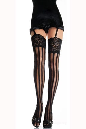 Stripe Thigh high with lace top-0