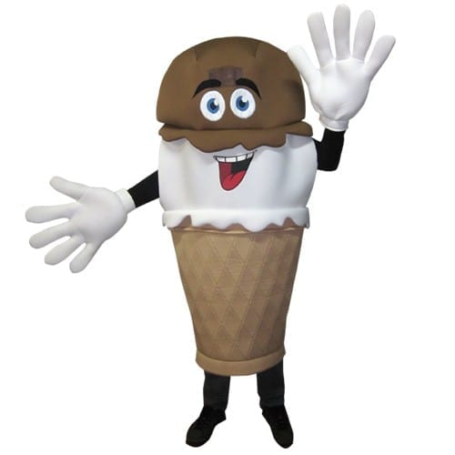 Hand Dipped Ice Cream Cone Waver Mascot Costume-0
