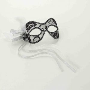 Black Lace & Silver Venetian Mask-0